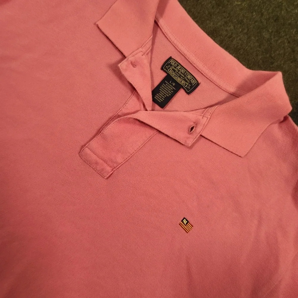 Ralph Lauren Polo Jeans Company Men's Polo Shirt Flag Logo Pink Large